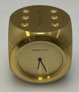 lot 197 image: Tiffany & Company Brass Dice Clock Paperweight 1 12 x 1 12