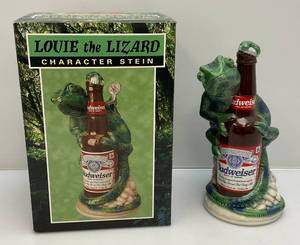lot 236 image: Budweiser LOUIE THE LIZARD Character Stein (NIB)