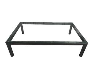 Modern PARSONS Coffee Table by Room and Board w Clear Glass Top and Natural Steel Base (60 x 36 x 15.75) - NO Shipping