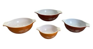Vintage Pyrex Autumn Harvest Wheat Mixing Bowls (Largest is 10) in Good Overall Condition - NO Shipping