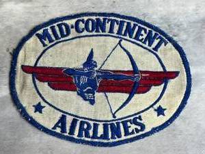 Vintage Mid-Continent Airlines Patch (5.5 x 7.5) in Used Condition - Shipping Available
