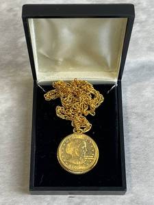 Vintage 1980 24-Karat Gold-Plated Susan B. Anthony Coin Pendant Necklace (23 Long) w COA - Shipping Available