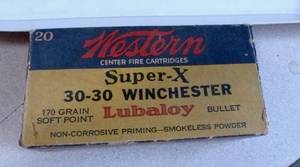 lot 19 image: Box of vintage Winchester Super-X 30-30 shells