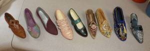 lot 50 image: Nine miniature replica shoes