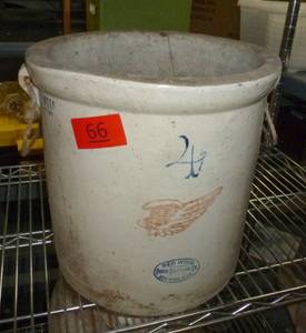 lot 66 image: 4 gallon Red Wing crock with handles