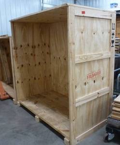 lot 93 image: Wood crate 68w 38d 70h, front is also included