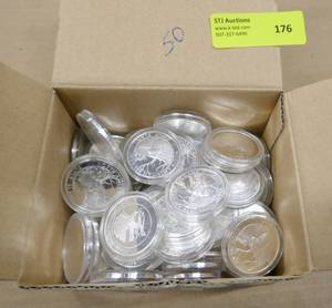 lot 126 image: 50 silver plated whitetail deer coins