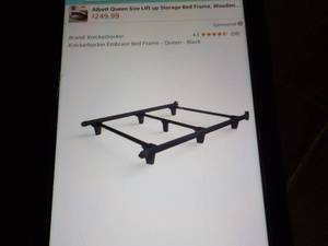 lot 55 image: Queen Size Metal Bed Frame Knickerb...
