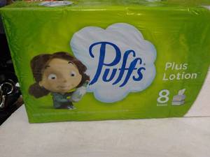lot 113 image: 8 boxes Puffs 2 ply Facial Tissues...