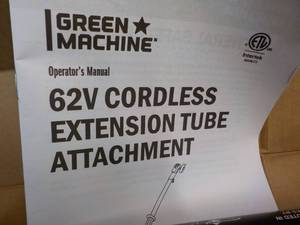 lot 205 image: Green Machine 62V Cordless Extensio...