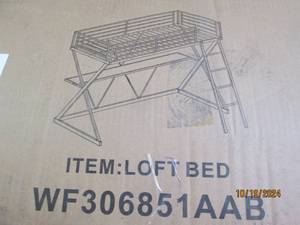 black twin size metal loft bed...