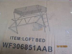 black twin size metal loft bed...
