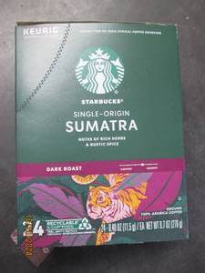 package of starbucks sumatra k-cups...