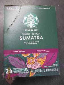 package of starbucks sumatra k-cups...