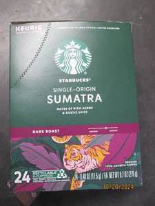 package of starbucks sumatra k-cups...