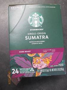 package of starbucks sumatra k-cups...