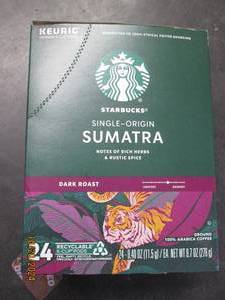 package of starbucks sumatra k-cups...