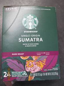 package of starbucks sumatra k-cups...