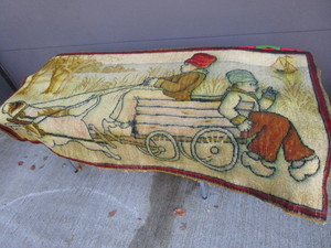 Antique Rug, Boys, Cart, Dog