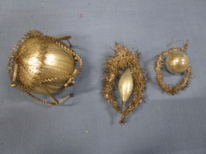 Antique Wire & Tinsel Wrapped Ornaments