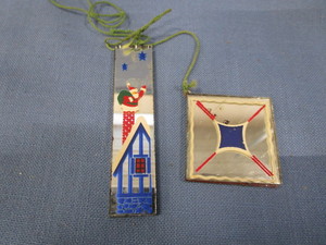 Vintage Mirror Hand Painted Ornaments