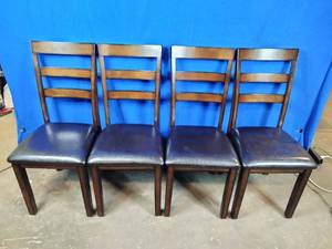 lot 137 image: New Poundex Harding 4 Pc. Wood Dinning Chairs, Dark Brown