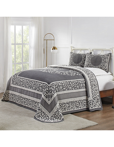 lot 126 image: New Superior Lyron Boho Mandala 3-Pc. Bedspread Set - King  Charcoal