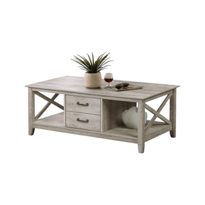 lot 135 image: New Saint Birch Honduras Coffee Table with Two Drawers in Washed Grey