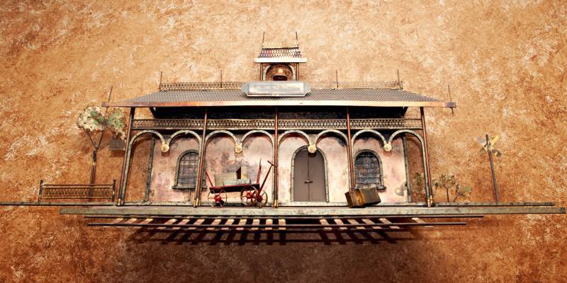 Curtis Jere' Azusa Train Station Metal Wall Sculpture for Sale in