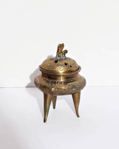 lot 12 image: Antique Brass Incense Burner