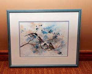 lot 19 image: Queue Up For Dinner Chickadee Wall Art by Jean Haefele Signed and Numbered