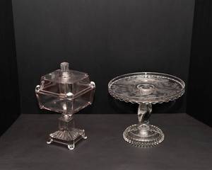 lot 22 image: Glass Cake Plate and Candy Dish