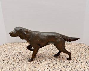 lot 179 image: Antique Bronze Metal Hunting Setter Dog Art Scuplture