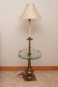 lot 155 image: Gold Side Table Floor Lamp