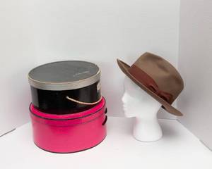 lot 80 image: Vintage Dobbs  Fedora Hat and Hat Boxes