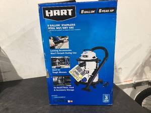 lot 502 image: HART 8 Gallon 6 Peak HP Stainless Steel WetDry Vacuum With Pet Nozzle