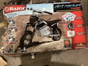 lot 522 image: Razor Dirt Rocket MX350 - Black with Decals Included, 24V Electric-Powered Dirt Bike for Kids