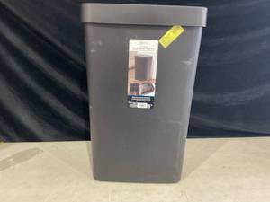 lot 303 image: Mainstays 13.2 Gallon Kitchen Sensor Trash Can, Plastic Motion Sensor Kitchen Trash Can, Black