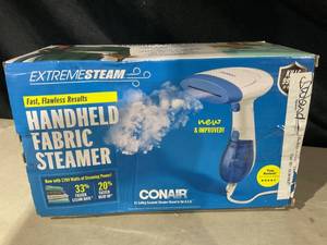 lot 318 image: Conair Handheld Garment Steamer for Clothes, ExtremeSteam 1200W, Portable Handheld Design GS237RXWM