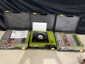 lot 343 image: LOT OF 3 Ozark Trail Tabletop 1 Burner Butane Camping Stove