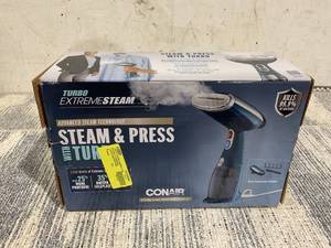 lot 131 image: Conair Handheld Garment Steamer for Clothes, Turbo ExtremeSteam 1550W, Portable Handheld Design, Strong Penetrating Steam GS38R
