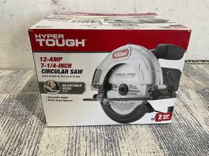lot 144 image: Hyper Tough 12 Amp Corded 7-14 Circular Saw with Steel Plate Shoe