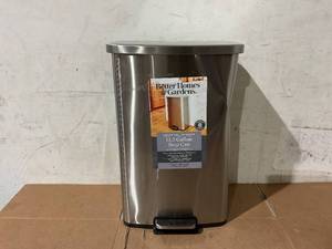 lot 296 image: Better Homes & Gardens 13.2 Gallon Rectangular Stainless Steel Trash Can, Kitchen Step Trash Can