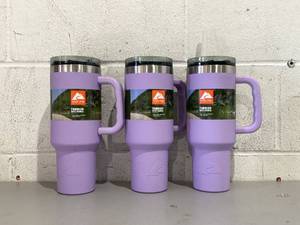 lot 497 image: LOT OF 3 Ozark Trail 40 oz Vacuum Insulated Stainless Steel Tumbler Purple