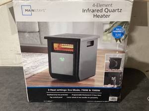 lot 535 image: Mainstays New1500W Electric 4-Element Infrared Cabinet Space Heater for Indoor