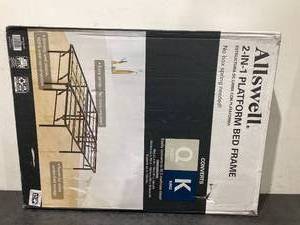 lot 555 image: Allswell 14 Convertible High Platform Metal Bed Frame, QueenKing, Black