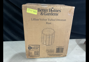 lot 383 image: Better Homes & Gardens Lillian Velvet Tufted Ottoman