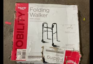 lot 360 image: Equate Folding Walker with Wheels, Black, MISSING WHEELS