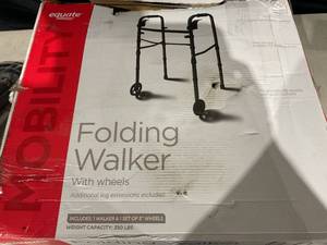 lot 362 image: Equate Folding Walker with Wheels, Black