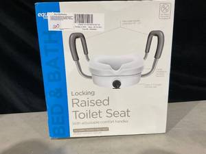lot 364 image: Equate Raised Toilet Seat With Handles, 5 Seat Riser with Arms, Fits Most Toilets
